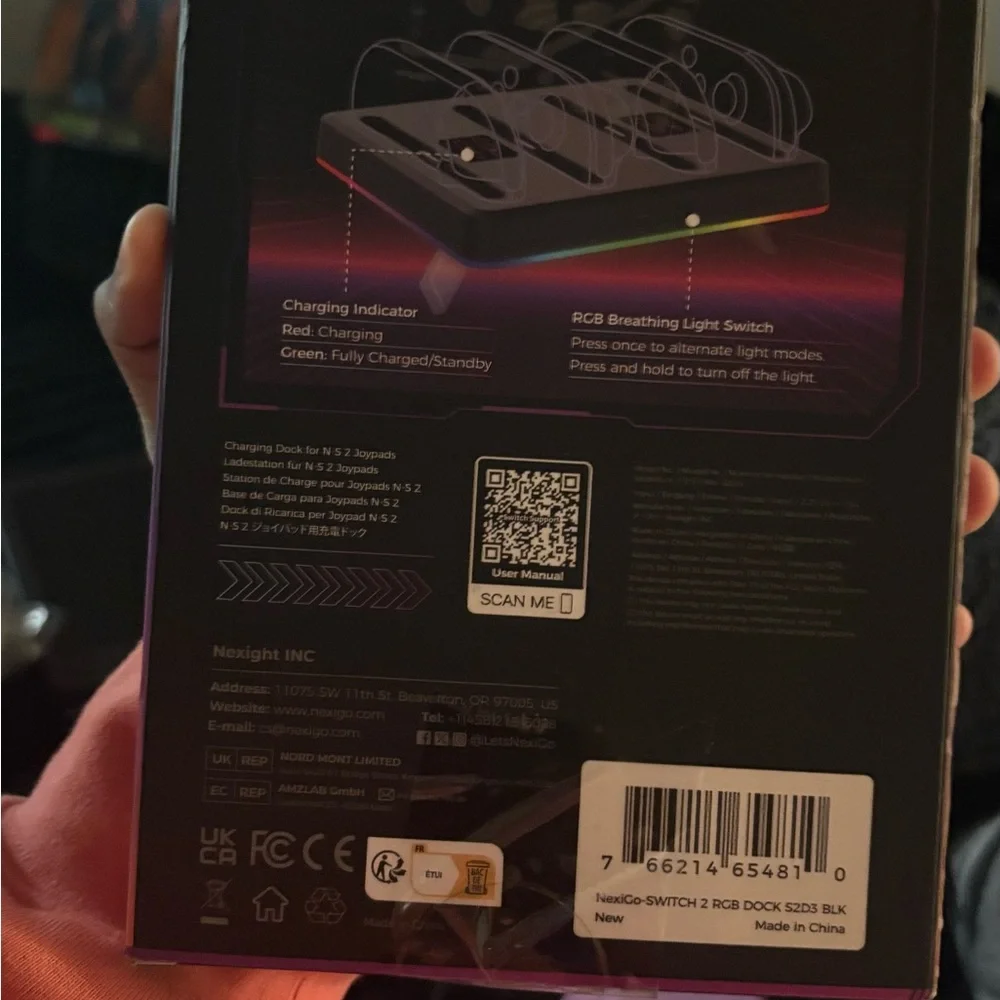 NexiGo Switch 2 RGB Controller Charging Dock - Black